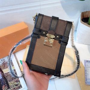 지갑 클래식 인쇄 체인 핸드백 동전 지갑 수직 싱글 미니 숄더백 크로스 바디 백 조절 가능한 스트랩 휴대 전화 3307