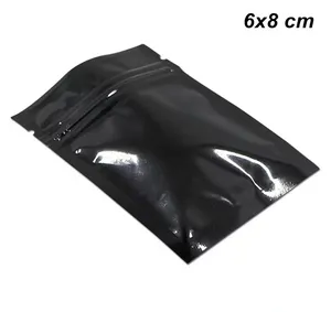 Black Aluminium Foil Zipper Sacos de armazenamento de alimentos Mylar Mylar Heat Cheve Cheve Powder Power Packaging Mylar Baggies