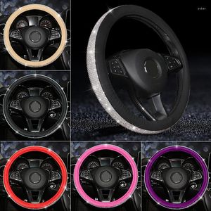 Steering Wheel Covers Fashion 38cm Rhinestones Car Cover Bling Diamond PU Leather Luxury Accessories For Lady Women Girls