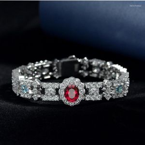 Bangle Apaison 925 Sterling Silver Color 8 10mm 3ct Red Diamond Bracelets For Women Fine Jewelry 18cm Charm Wholesale