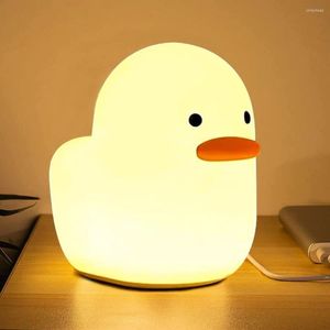 Veilleuses LED mignon canard lumière USB rechargeable veilleuses Silicone tactile lampe enfants enfant chambre décoration cadeau d'anniversaire