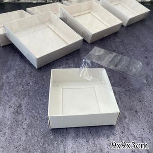 Present Wrap Hmt White Cake Box Cardboard Packaging Window Transparent lock Cookie Boite A Gateaux Candy Wedding Clothes Dress Gäster