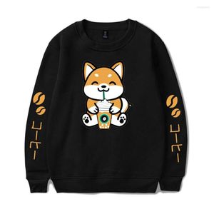 Men's Hoodies 2022 Anime Dog Drink Coffee Men Women Cartoon Funny Streetwear Tracksuit Kawaii Harajuku Sweatshirt Hoodie