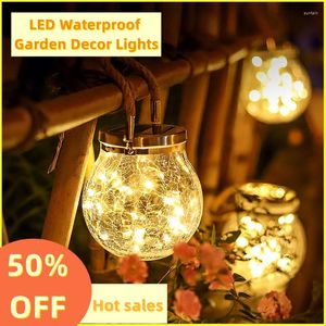 Garden Decorations Solar Lights Outdoor Hanging Lantern Crackle Glass Ball 20LED Waterproof Decor For Yard/Patio/Lawn/Holiday