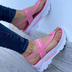 Sandals Gladiator Wedge 2022 Summer Fashion Beach Praia Alta Flip-flops Casual Aberto Plataforma de dedão Fuzle Ladies Roman Roman