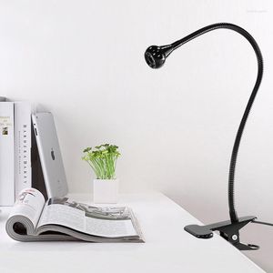 Table Lamps 3W LED Reading Light Brightness Dimming Clamp Clip Lamp On/Off Switch Plug USB