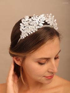 Headpieces Silver Wings Bridal Crown Crystal Leaf Brides Headwear Luxury Wedding Hair Accessories Piece Party Prom Pannband