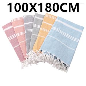 Towel 100X180cm Oversized Tassel Turkish Cotton Blanket Suitable For Bathing Beach Swimming Pool SPA Gym Striped Bath