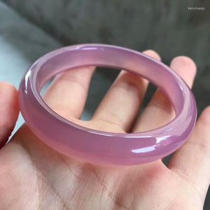 Bangle Natural Purple Chalcedony Gems Healing Stone Woman Inner Diameter 58mm Certificate Birthday Fashion Gift