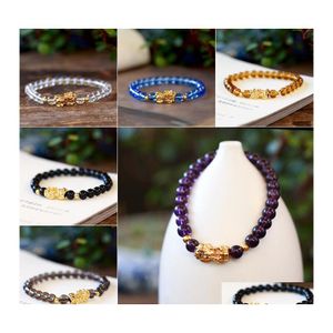 Beaded Pixiu Bracelet For Women Arrival Golden 6Mm Beads Bring Lucky Brave Wealth Feng Shui Charm Bracelets Drop Delivery Jewelry Dh6Xg