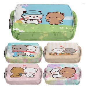 Bolsas de cosméticos panda urso bubu dudu casacos de lápis de leite e mocha casais de suprimentos escolares bolsa de cartoon de papelaria estudantil