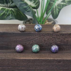 Dekorativa figurer 20mm afrikansk pyritj￤rnboll F￤rgglad imperialistisk Jasper Sphere Decor Pocket Stone Healing Crystal Round Beads Mineral