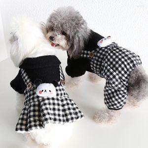 Dog Apparel Autumn Panda Plaid Warm And Comfortable Pet Clothes For Lovers Dress Christmas Jumpsuit Dogs