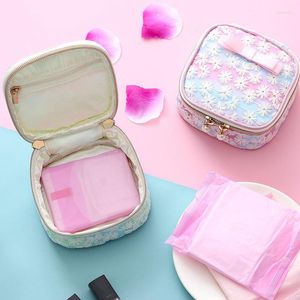 Storage Bags Gradual Change Color Cute Sanitary Pad Organizer Purse Holder Napkin Towel Cosmetic Pouch Bag Headphone Case Box