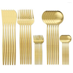 Set di stoviglie Set di posate in oro Coltello Cucchiaio Forchetta Posate da cucina 30 pezzi Stoviglie opache in acciaio inossidabile