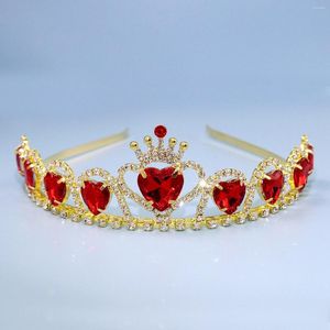 Headpieces Fashion Luxury Wedding Crown Tiara Girl Red Heart Headband Accessories Bridal