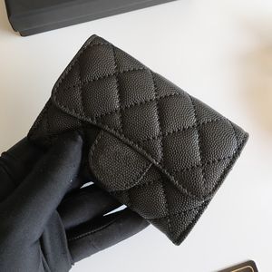 Designer de luxo caviar titular do cartão de crédito couro genuíno mini bolsa feminina clássico c curto couro couro bolsas carteira masculina chaveiro bolsa