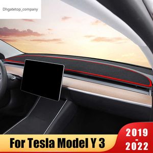 För Tesla Model 3 Y 2021 2022 Model 3 2017-2022 Bil Dashboard Cover Mat Sun Shade Pad mattor Mattor Rug Protector Interiör Tillbehör