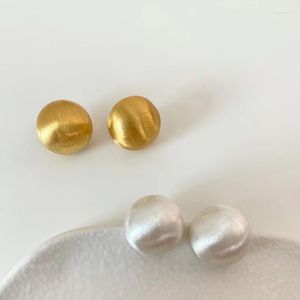 Orecchini per borchie in metallo vintage francese mezza palla foscata per donne personalità semplice boucle oreille regali di gioielli fine