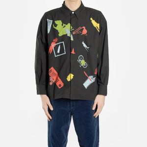 22FW Kvinnors Graffiti Color Print Shirtjackor Japanska Simple Solid Trend Autumn Winter Shirts High Street Fashion Casual Jackets Outwear TJAMMWT34