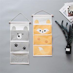 Storage Boxes Cartoon Animal Hanging Bag 3 Pockets Jewelry Kids Toy Kitchen Bedroom Sundries Organizer Wall Door Wardrobe