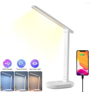 Table Lamps USB Rechargeable Reading Light 3-Level Brightness LED Desk Eye Protection Touch Lamp Dimmable Book Bed