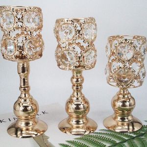 Candle Holders Modern Long Glass Candleholder Gold Wedding Simplicity Crytals Bedroom Figurine Kaarsenhouder Home Decor 50ZT