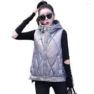 Vrouwen Vesten Zwart Vest Met Capuchon Vrouwen Bovenkleding 2022 Herfst Winter Vrouwen Koreaanse Stijl Mouwloos Vest Jassen