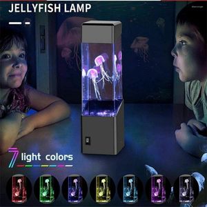 Luzes noturnas LED LELLYFISH Aquarium Fish Turnk Lâmpada decorativa multicolorida