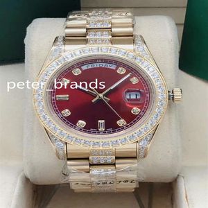 High quality Automatic men watch 41mm gold case stones bezel and diamonds in middle of bracelet Multi-Color dial full works wrist 317D