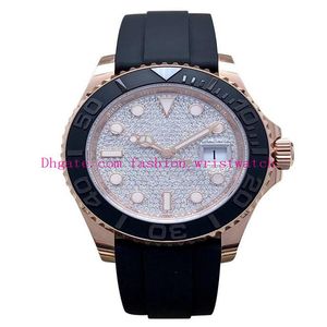 Luxury Mens Watches 116655 40mm Diamond Dial Black Rubber Strap Rose Gold Steel Bezel Mane Armswatches Original Box Paper262D