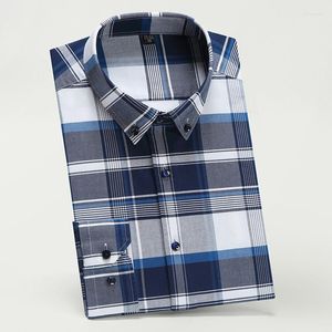Camisas casuais masculinas de algodão puro Men de manga longa de manga longa colarinho de lazer camisa xadrez masculino 2022 confortável alta qualidade