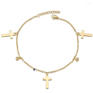 Cavigliere 1pc cavigliera moda catena del piede croce fascino braccialetto alla caviglia in oro per le donne accessori da spiaggia gioielli