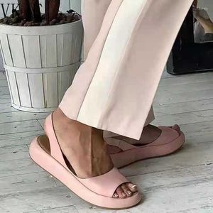 Sandalen Damen 2022 Sommer Mode PU Strand Hausschuhe Damen Bequeme Atmungsaktive Große Größe Flache Schuhe