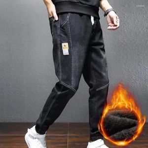 Men's Jeans 2022 Winter Men's Fleece Thick Thermal Warm Denim Pants Pockets Trouser Men Hip Hop Joggers Harem Jean