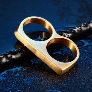 Cluster Ringe MSX Punk Doppel Finger Edelstahl Ring Schwarz Gold Überzogene Titan Männliche Mode Knuckle Für Männer Schmuck