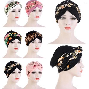 Etniska kläder muslimska tryck hijab bandanas kvinnor turban fläta vikbar kors knuten hår kemo cancer mössa inner hatt afrika headwrap