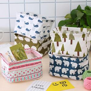 Storage Bags Desktop Waterproof Foldable Office Stationery Linen Toy Cosmetic Basket Bin Book Underwear Box