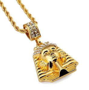 Fashion Men Charm Hip Hop Pharaon Pendant Colliers Bijoux en acier inoxydable en acier inoxydable 18 carats Gold Punk Rock Rap rempli 75 cm L3032390