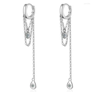 Dangle Earrings Trendy Jewellery Zircon Hoop Women Girls Drop 925 Silver Chain Temperament Eardrop