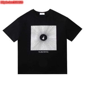 7K95 Men's Tamp Shery 2023 nova marca de moda Rhude Figura Fall Abstract Shorve Manga Principada High Street e tendência de verão solta feminina