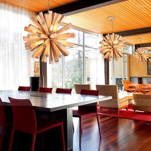 Pendelleuchten Löwenzahn Holzleuchten Hängende Massivholz-Esszimmer-Restaurant-Befestigungen Innendekorationslampe