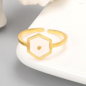 Bröllopsringar senapsfröring rostfritt stål Dainty Circle för kvinnor handgjorda gåva geometriska smycken Bague Femme Acier inoxydable