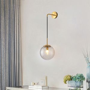 Retro wall lamp modern glass ball bedroom E27 lamp restaurant aisle corridor bar cafe Lights