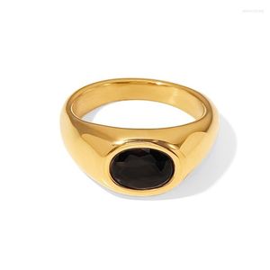 Cluster Rings Youthway Simple Metal Textured Golden Ring PVD 18K-Gold-Plated Waterproof Fashion Jewelry for Fashionable Women Gift