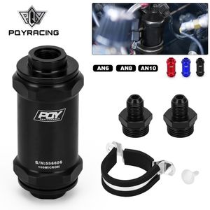 BLACK AN6/AN8/AN10 Inline Fuel Filter E85 Ethanol With 100 Micron Stainless steel element and PQY sticker PQY5566/5567/5568