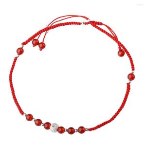 Fußkettchen CYG Rote Schnur Fußkettchen Armband Handgefertigte Seilschnur Granat Perlen Für Männer Frauen Liebhaber Glück Amulett Schmuck Geschenk