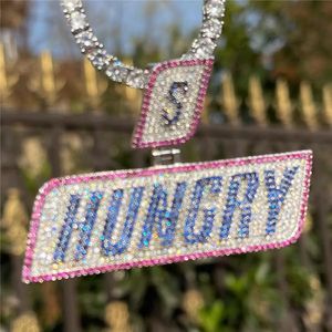 Fashion Hip Hop Jewelry 18K Yellow White Gold Plated Bling Iced Out CZ Custom Name Letter Pendant med 3mm 24 -tums repkedja