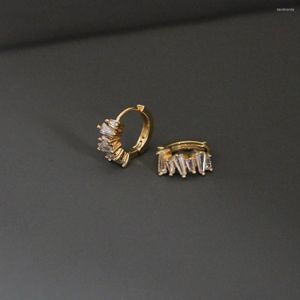 Hoop Earrings Trendy Shiny Irregular Zircon Circle Ear Cuff Earring For Women Classic Geometric 8mm Closed Round Copper Jewelry