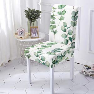 Chair Covers Summer Green Leaves Cover Washable Elastic Dust Proof Seat For Kitchen Party Dining Room Decor
